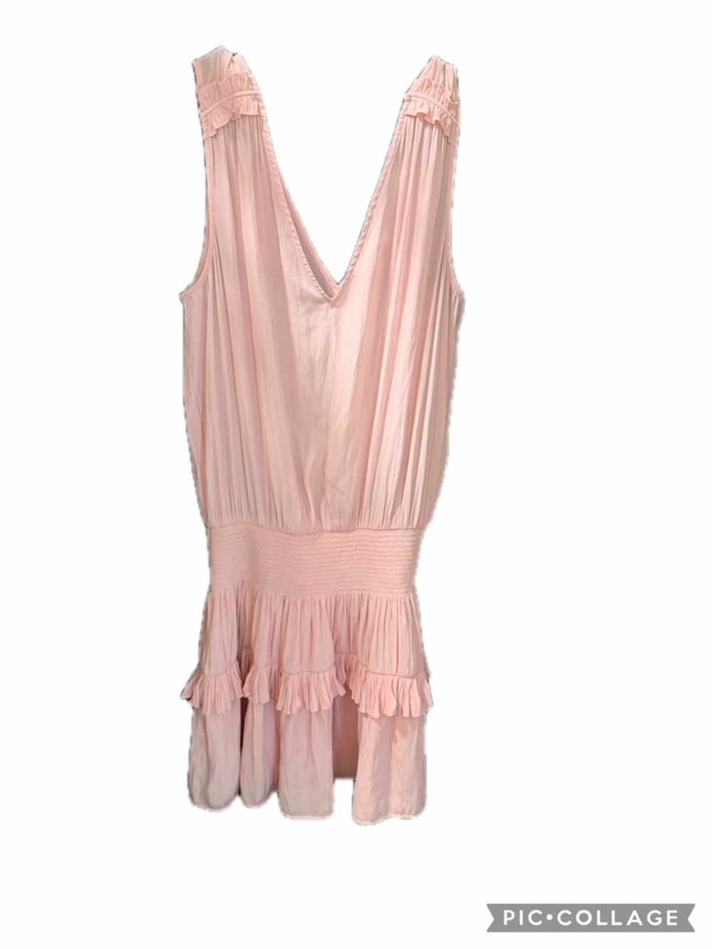 Ramy Brook Blush Pink V-Neck Ruffle Chemise